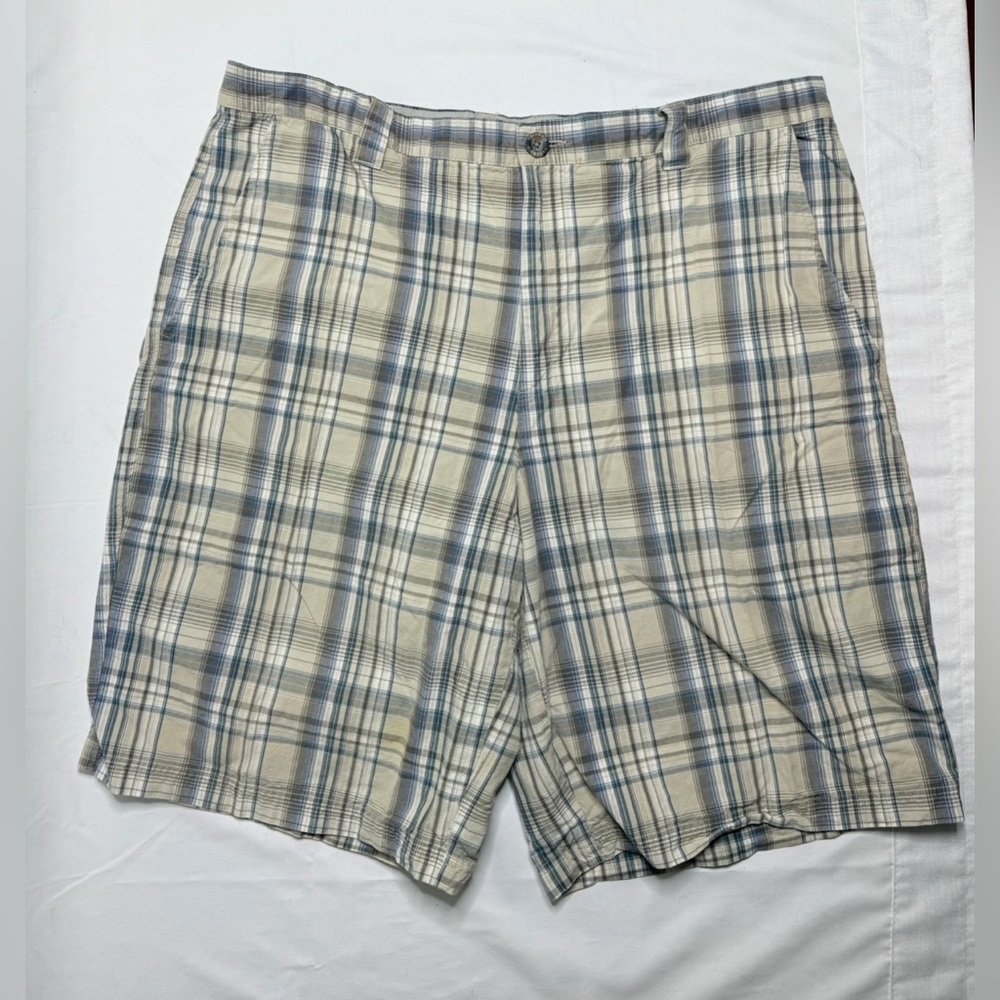 Columbia Sportswear Men Size 40 Khaki Chino Tan Plaid Casual Shorts